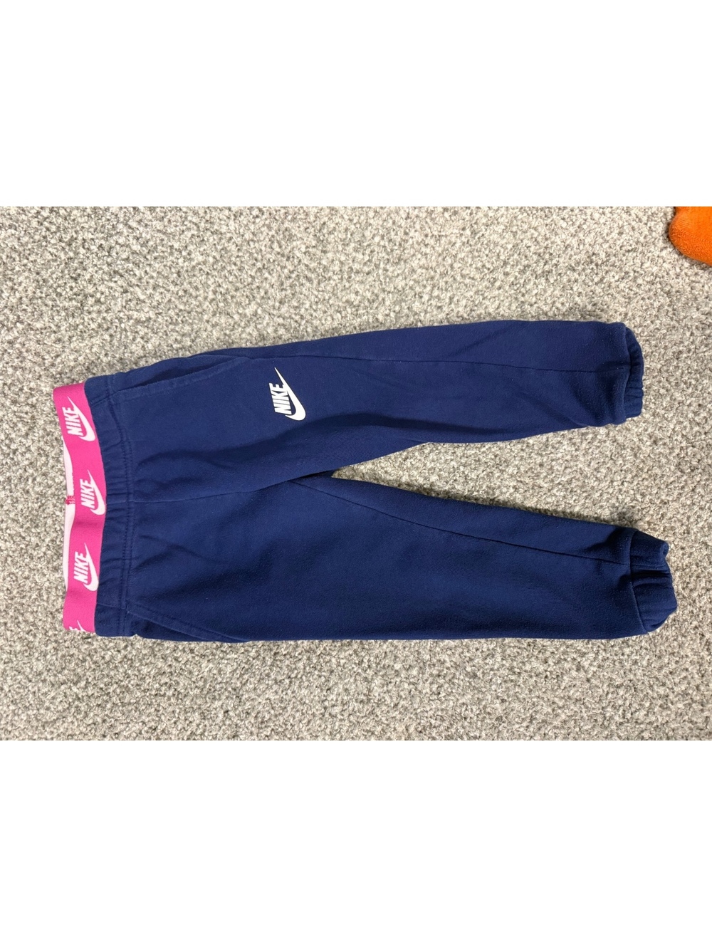 Nike Girls Toddler 3T Navy Blue Pink Logo Waistband Fleece Joggers Sweatpants